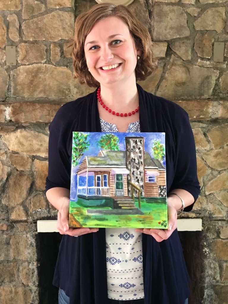 Not only did my awesome realtor take this picture, but she PAINTED a picture of my house on the canvas I'm holding. Such a sweet closing gift! 