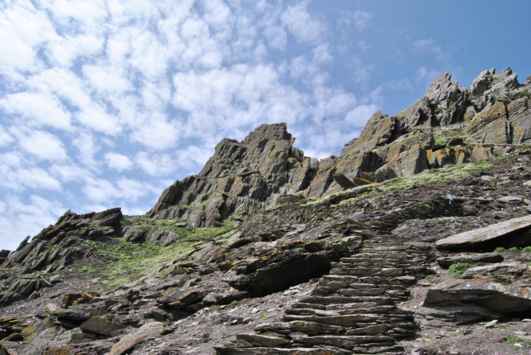 This was the start to the 618 step climb to the top of Skellig Michael, an island outside the coast of southwestern Ireland, where an ancient monastery sits. The monastery was used as a film location for Star Wars Episode VII: The Force Awakens. 